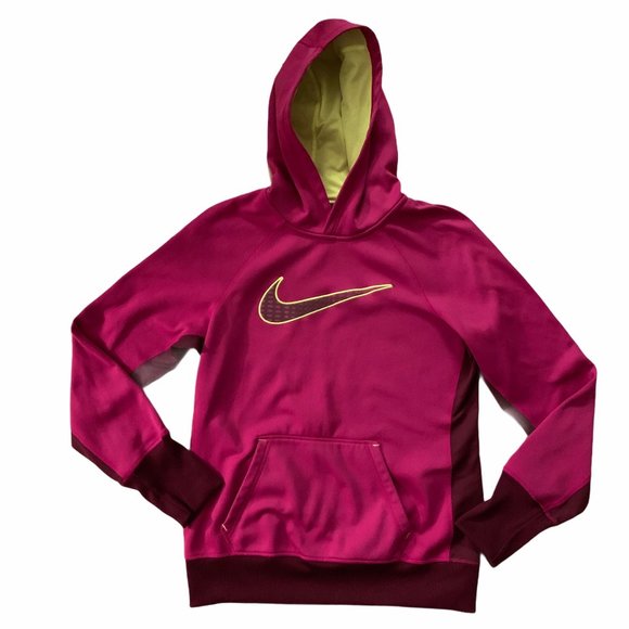 Nike Therma Fit Fleece Hoodie Neon Swoosh Medium - Picture 2 of 12